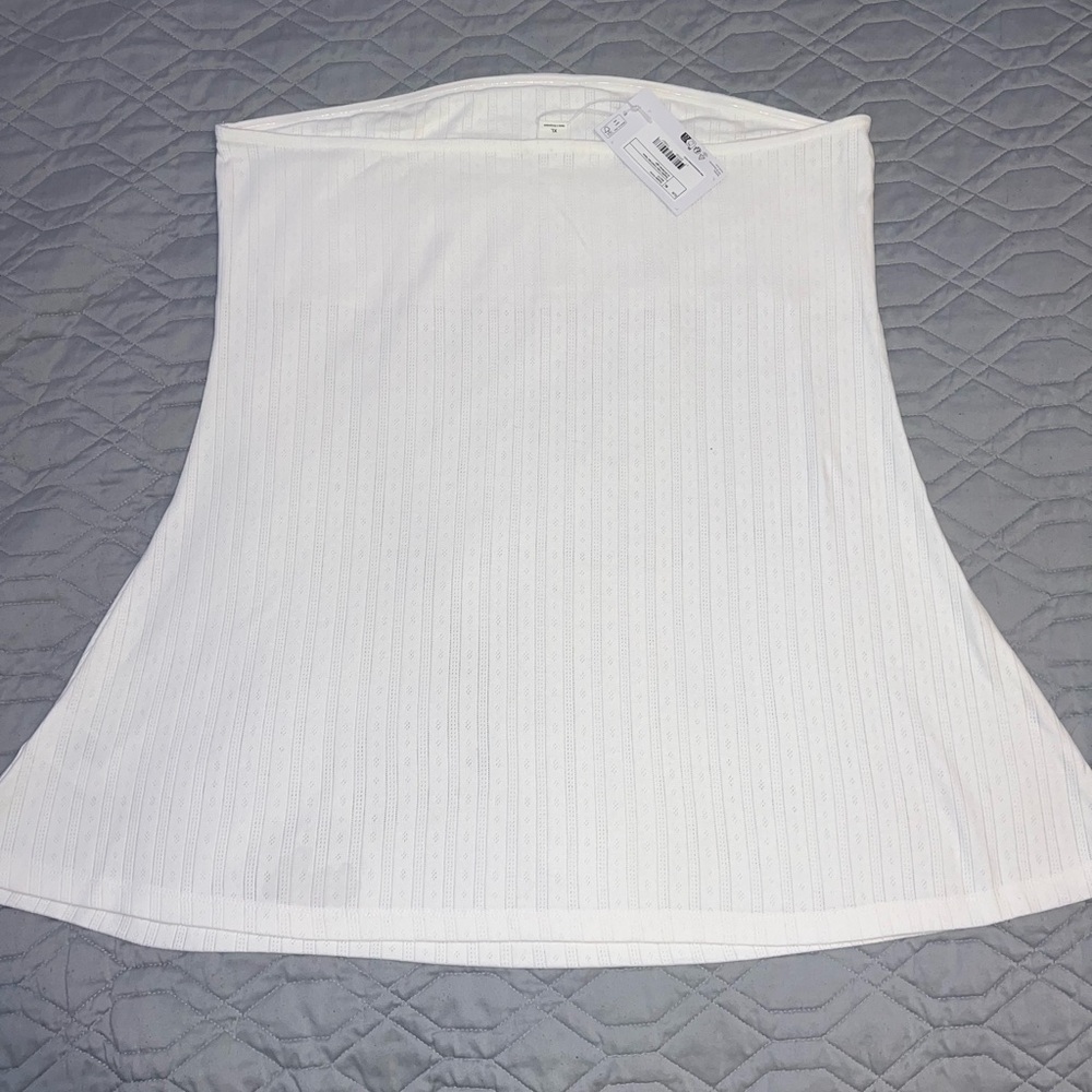 Monki pointelle jersey bandeau mini dress with swing hem in white - Picture 3 of 5